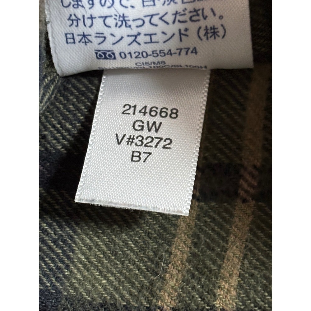 Lands' End Women's Olive Green Canvas Barn Jacket Corduroy Collar Plaid Lined Sm - Picture 7 of 8